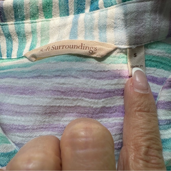 Soft Surroundings Button Front Striped Tunic Long Sleeve Size Small - Picture 2 of 16